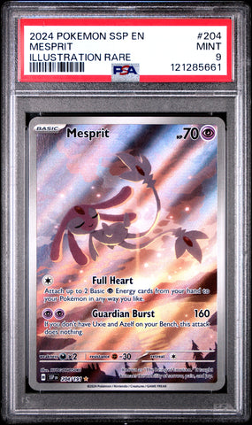 Mesprit #204 2024 Pokemon Ssp En-Surging Sparks PSA 9 Illustration Rare