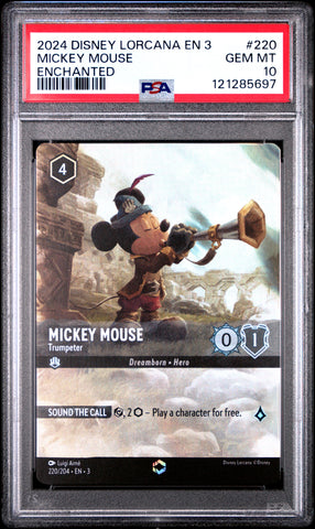 Mickey Mouse #220 2024 Disney Lorcana En 3-Into The Inklands PSA 10 Enchanted