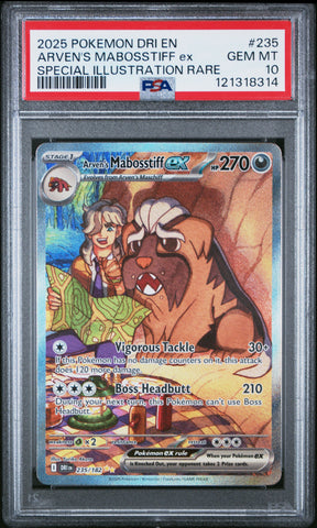 Arven's Mabosstiff Ex #235 2025 Pokemon Dri En-Destined Rivals PSA 10 SIR
