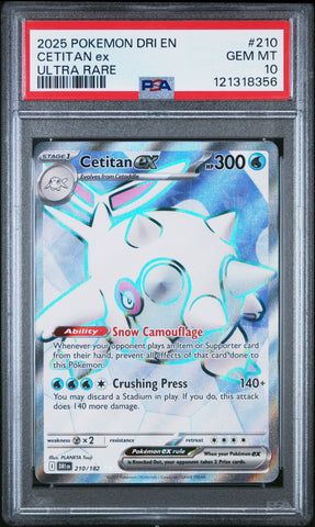 Cetitan Ex #210 2025 Pokemon Dri En-Destined Rivals PSA 10 Ultra Rare