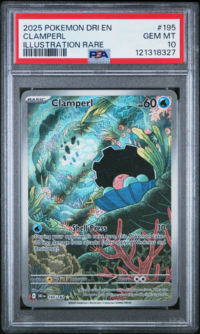 Clamperl #195 2025 Pokemon Dri En-Destined Rivals PSA 10 IR b