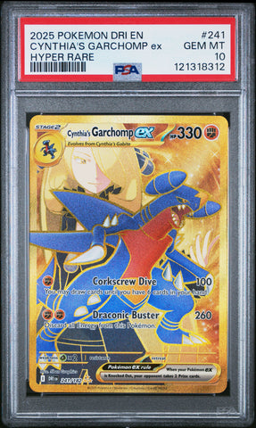 Cynthia'S Garchomp Ex #241 2025 Pokemon Dri En-Destined Rivals PSA 10 Hyper Rare