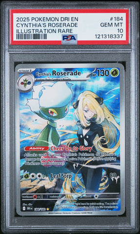Cynthia's Roserade #184 2025 Pokemon Dri En-Destined Rivals PSA 10 IR