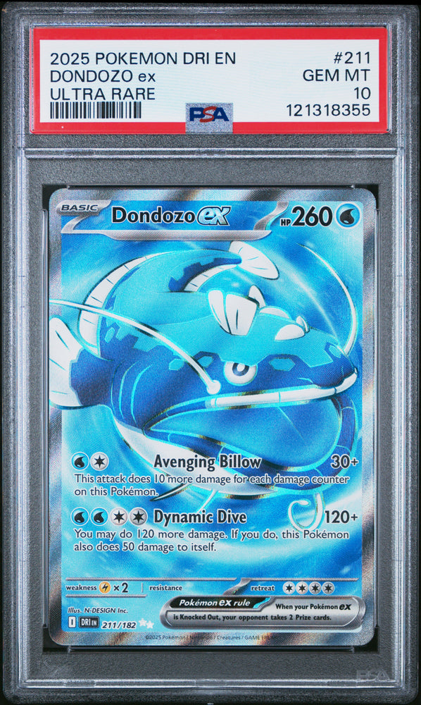 Dondozo Ex #211 2025 Pokemon Dri En-Destined Rivals PSA 10 Ultra Rare