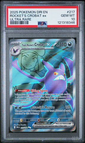 Rocket's Crobat Ex #217 2025 Pokemon Dri En-Destined Rivals PSA 10 UR a