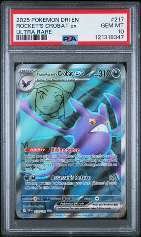 Rocket's Crobat Ex #217 2025 Pokemon Dri En-Destined Rivals PSA 10 UR b