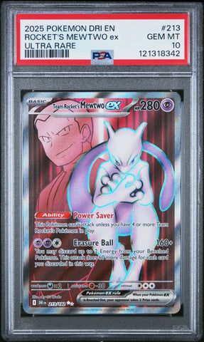 Rocket's Mewtwo Ex #213 2025 Pokemon Dri En-Destined Rivals PSA 10 UR