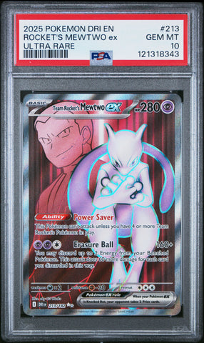 Rocket's Mewtwo Ex #213 2025 Pokemon Dri En-Destined Rivals PSA 10 UR b