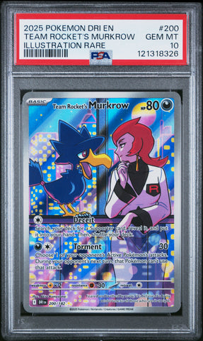 Team Rocket's Murkrow #200 2025 Pokemon Dri En-Destined Rivals PSA 10 IR a