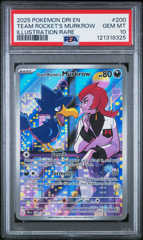 Team Rocket's Murkrow #200 2025 Pokemon Dri En-Destined Rivals PSA 10 IR b