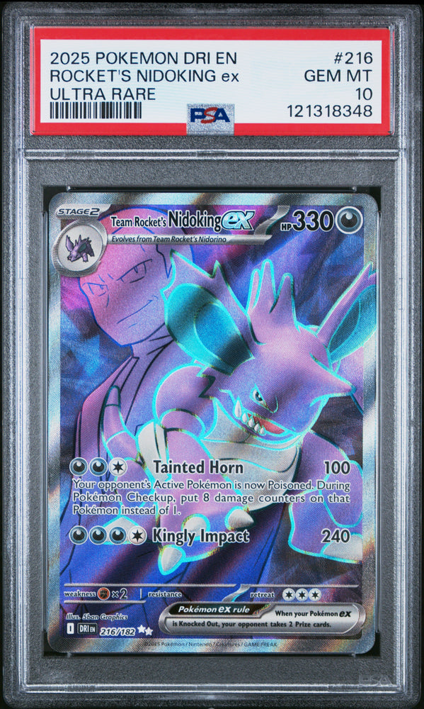 Rocket's Nidoking Ex #216 2025 Pokemon Dri En-Destined Rivals PSA 10 UR