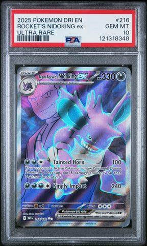 Rocket's Nidoking Ex #216 2025 Pokemon Dri En-Destined Rivals PSA 10 UR