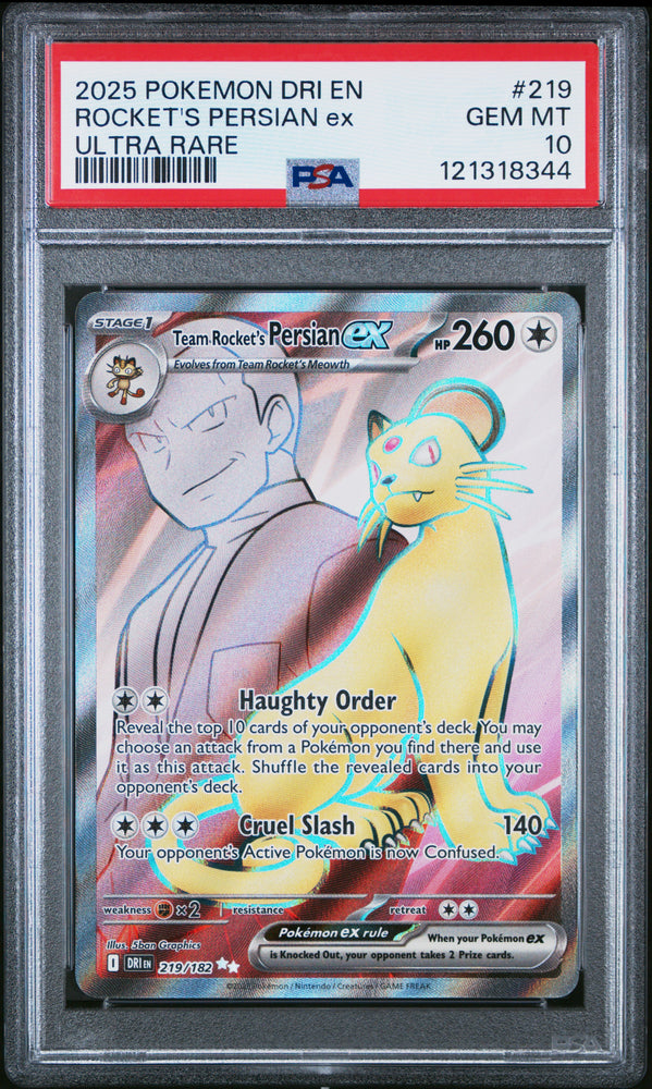 Rocket's Persian Ex #219 2025 Pokemon Dri En-Destined Rivals PSA 10 UR a