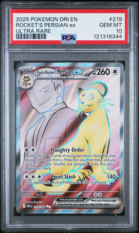 Rocket's Persian Ex #219 2025 Pokemon Dri En-Destined Rivals PSA 10 UR a