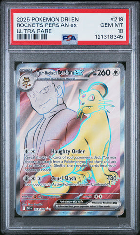 Rocket's Persian Ex #219 2025 Pokemon Dri En-Destined Rivals PSA 10 UR b