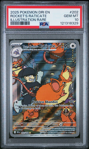 Rocket's Raticate #202 2025 Pokemon Dri En-Destined Rivals PSA 10 IR