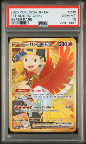 Ethan's Ho-Oh Ex #239 2025 Pokemon Dri En-Destined Rivals PSA 10 Hyper Rare