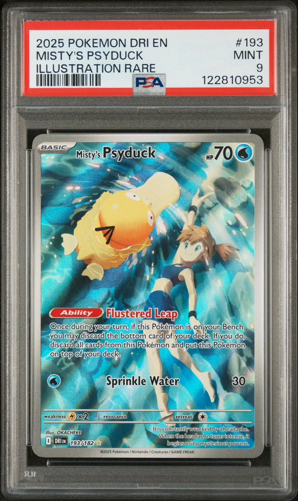 Misty'S Psyduck #193 2025 Pokemon Dri En-Destined Rivals PSA 9 IR