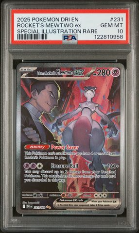 Rocket's Mewtwo Ex #231 2025 Pokemon Dri En-Destined Rivals PSA 10 SIR