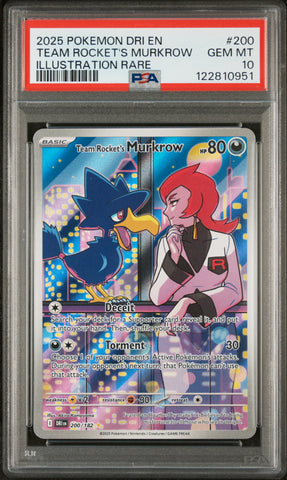 Team Rocket's Murkrow #200 2025 Pokemon Dri En-Destined Rivals PSA 10 IR c