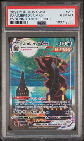 Fa/Umbreon Vmax #215 2021 Pokemon Sword & Shield Evolving Skies PSA 10