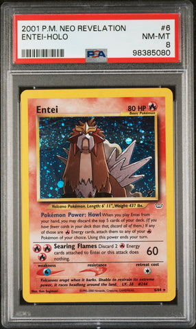 Entei-Holo #6 2001 Pokemon Neo Revelation PSA 8