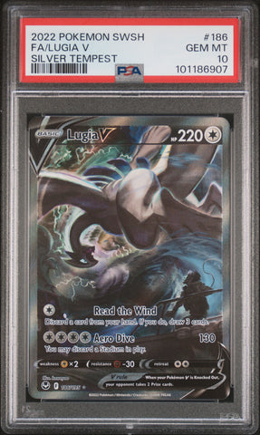 Fa/Lugia V #186 2022 Pokemon Sword & Shield Silver Tempest PSA 10 Silver Tempest