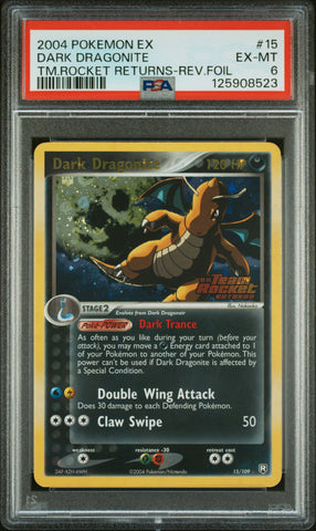 Dark Dragonite #15 2004 Pokemon Ex Team Rocket Returns PSA 6 Rev.Foil