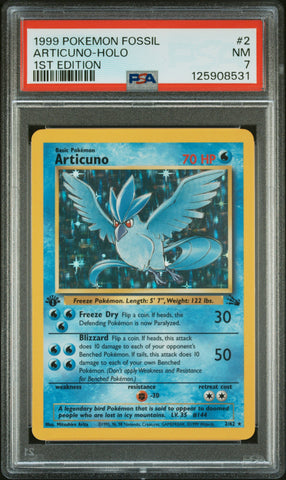Articuno-Holo #2 1999 Pokemon Fossil PSA 7 1st Edition