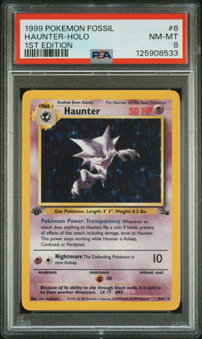 Haunter-Holo #6 1999 Pokemon Fossil PSA 8 1st Edition