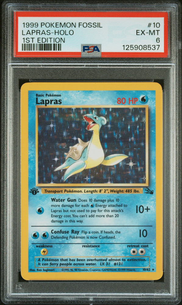 Lapras-Holo #10 1999 Pokemon Fossil PSA 6 1st Edition