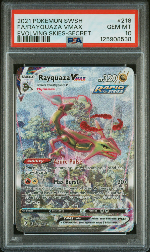 Rayquaza Vmax #218 2021 Pokemon Sword & Shield Evolving Skies PSA 10