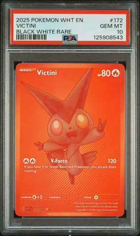 Victini #172 2025 Pokemon Wht En-White Flare PSA 10 Black White Rare
