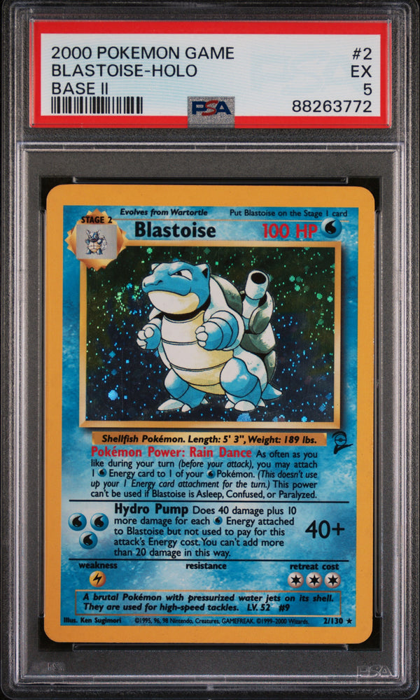 Blastoise-Holo #2 2000 Pokemon Game Base Ii PSA 5 Base Ii