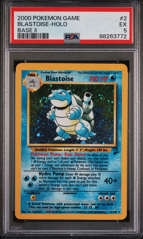 Blastoise-Holo #2 2000 Pokemon Game Base Ii PSA 5 Base Ii