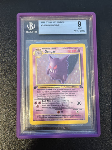 Gengar HOLO R #5 1999 Pokemon Fossil 1st Edition BGS 9.0
