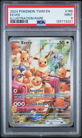 Eevee #188 2024 Pokemon Twm En-Twilight Masquerade PSA 9 IR a