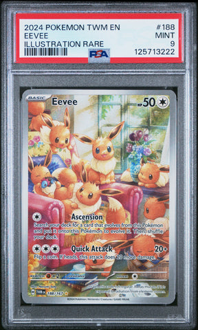 Eevee #188 2024 Pokemon Twm En-Twilight Masquerade PSA 9 IR b