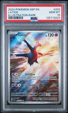 Latios #203 2024 Pokemon Ssp En-Surging Sparks PSA 10 Illustration Rare