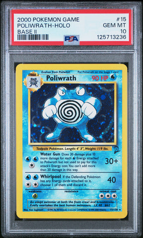 Poliwrath-Holo #15 2000 Pokemon Game Base Ii PSA 10 Base Ii