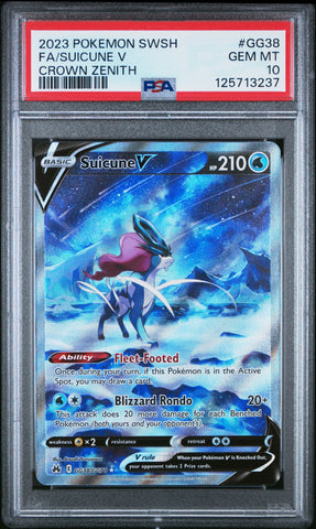 Suicune V #GG38 2023 Pokemon Sword And Shield Crown Zenith PSA 10