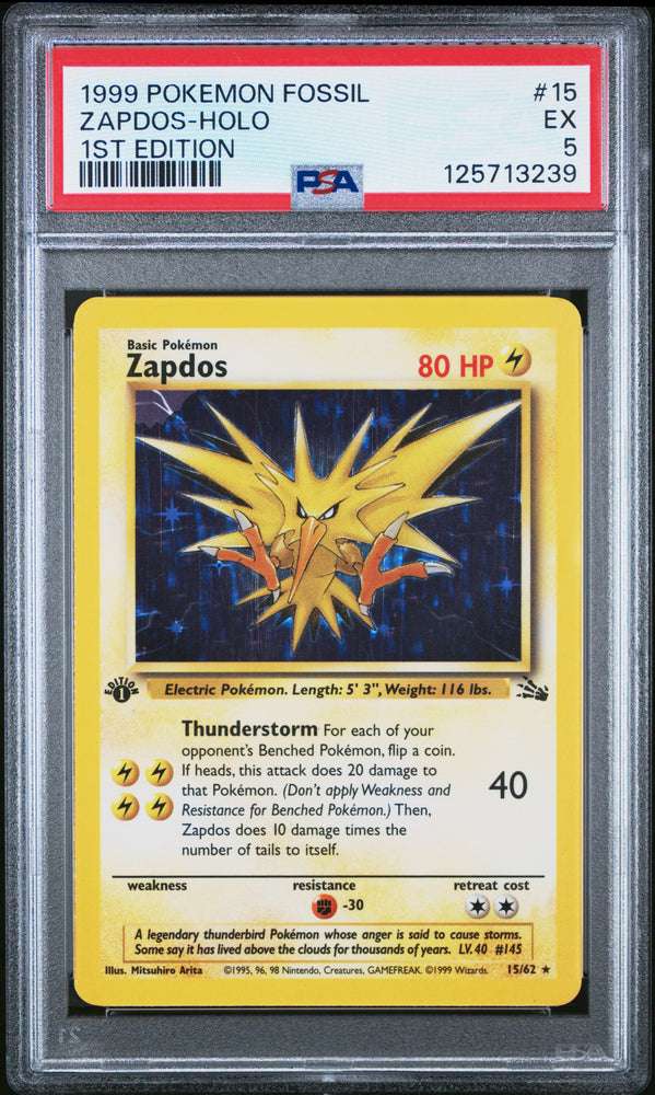 Zapdos-Holo #15 1999 Pokemon Fossil PSA 5 1st Edition
