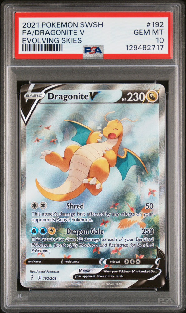 Dragonite V #192 2021 Pokemon Sword & Shield Evolving Skies PSA 10
