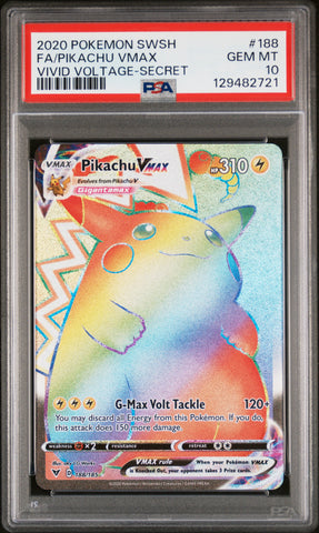 Pikachu Vmax #188 2020 Pokemon Sword & Shield Vivid Voltage PSA 10