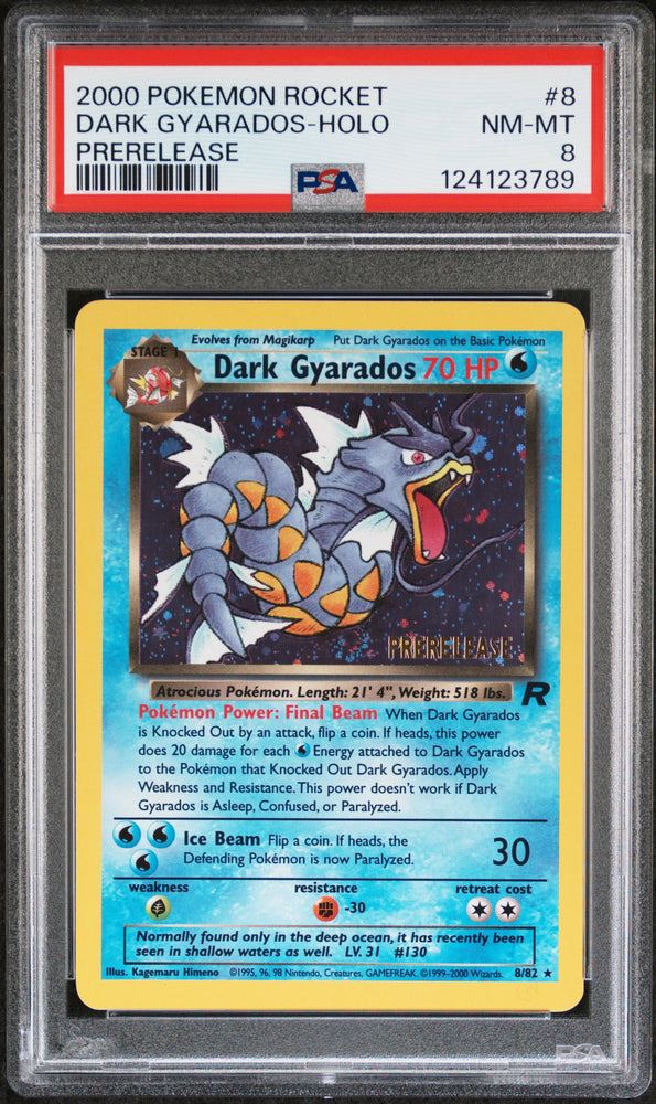 Dark Gyarados-Holo #8 2000 Pokemon Rocket PSA 8 Prerelease