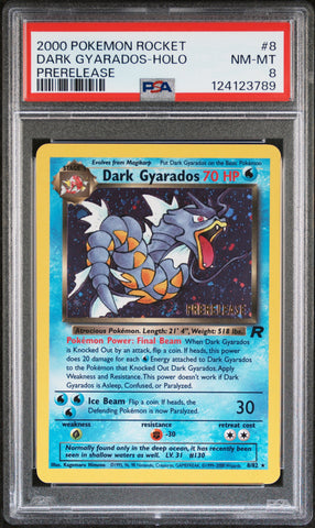 Dark Gyarados-Holo #8 2000 Pokemon Rocket PSA 8 Prerelease