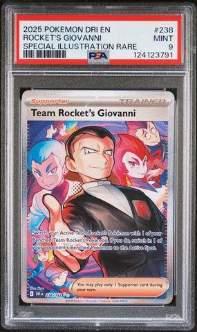 Rocket's Giovanni #238 2025 Pokemon Dri En-Destined Rivals PSA 9 SIR