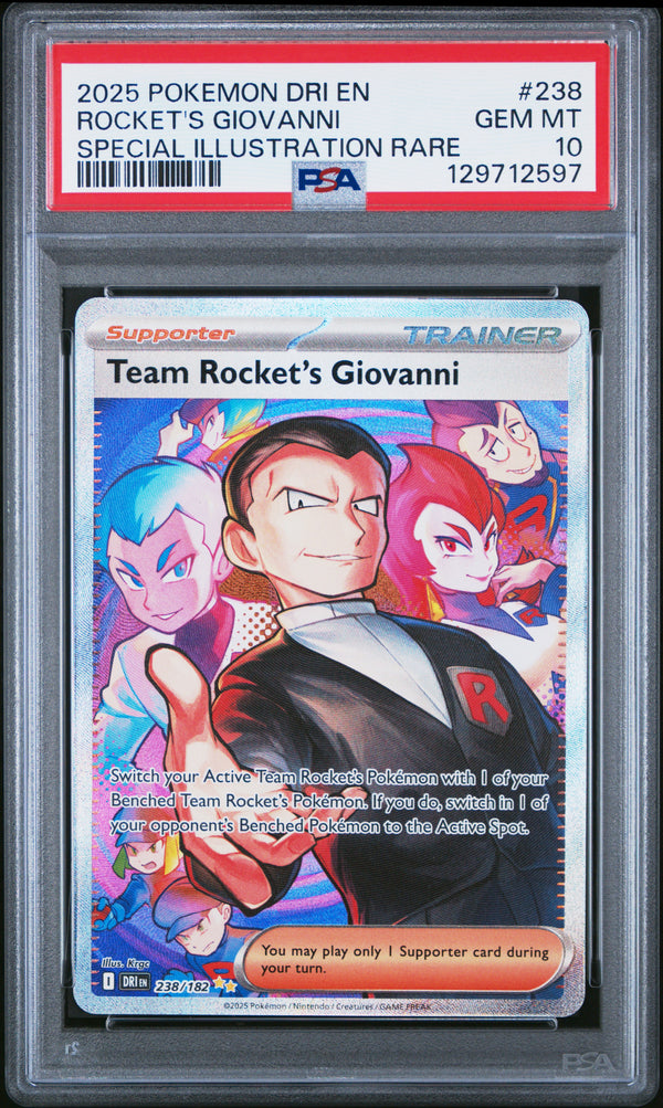 Rocket's Giovanni #238 2025 Pokemon Dri En-Destined Rivals PSA 10 SIR