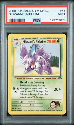 Giovanni's Nidorino #45 2000 Pokemon Gym Challenge PSA 9 a