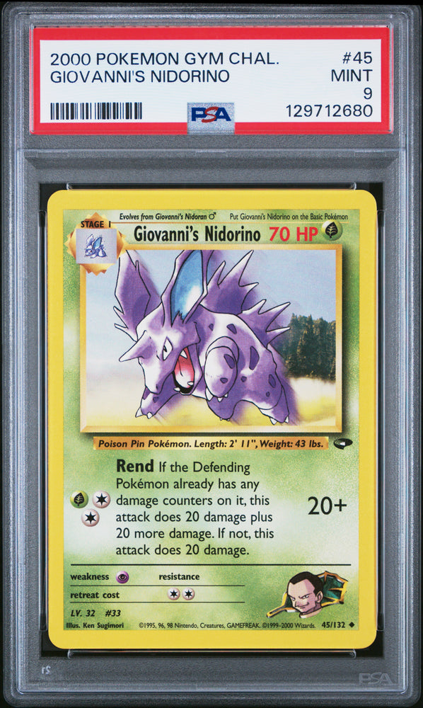 Giovanni's Nidorino #45 2000 Pokemon Gym Challenge PSA 9 b